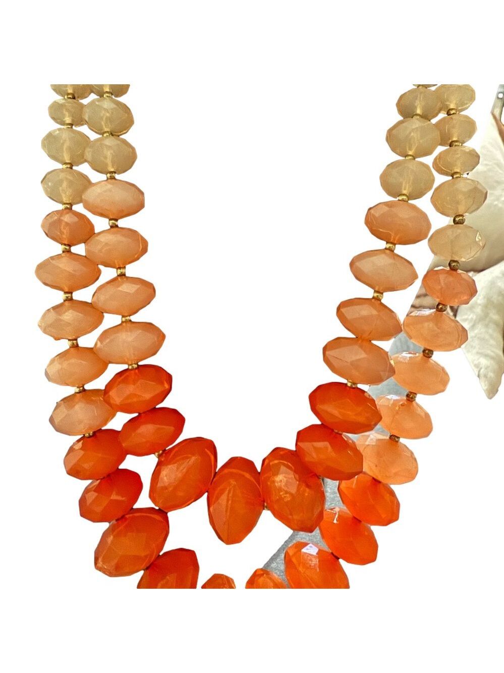 Elegant Orange and Cream Beaded Necklace